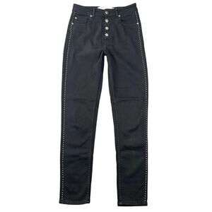 IRO Paris Studded Side Stripe Button Fly Skinny Jeans Black Size 26